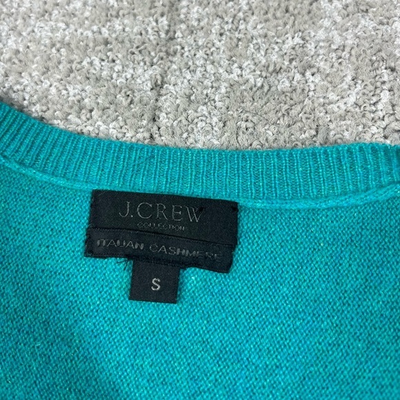 J. Crew 100% Italian Cashmere Crew Neck Teal Long Sleeve Luxury Sweater Womens S - Picture 2 of 6